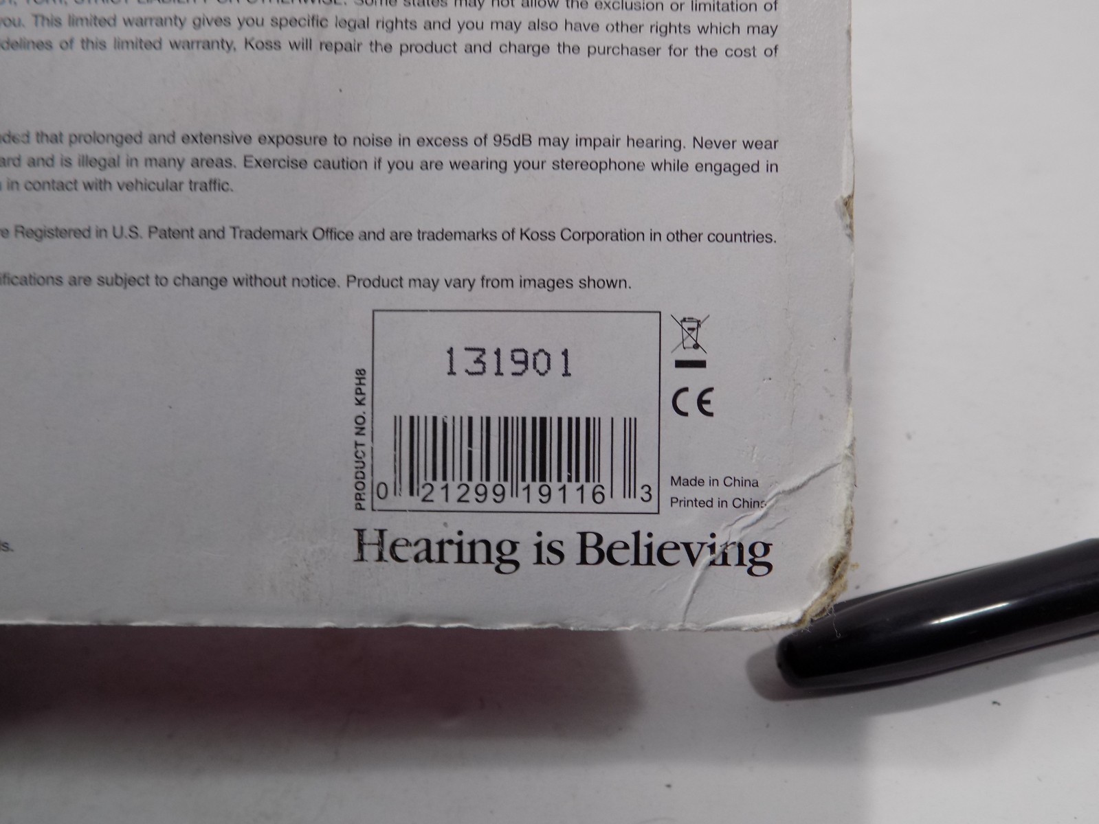 NEW OLD STOCK WIRED Koss KPH8 On-Ear Headphones, White