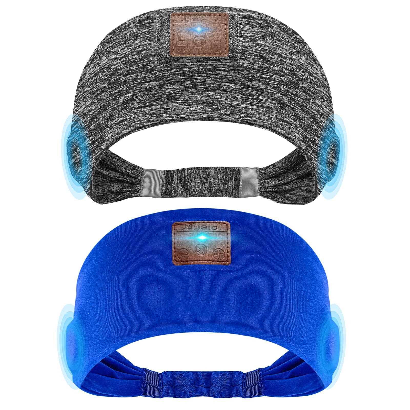 Blue Dark Gray Sleeping Headphones Bluetooth Headband UltraThin Speaker 2 PCS