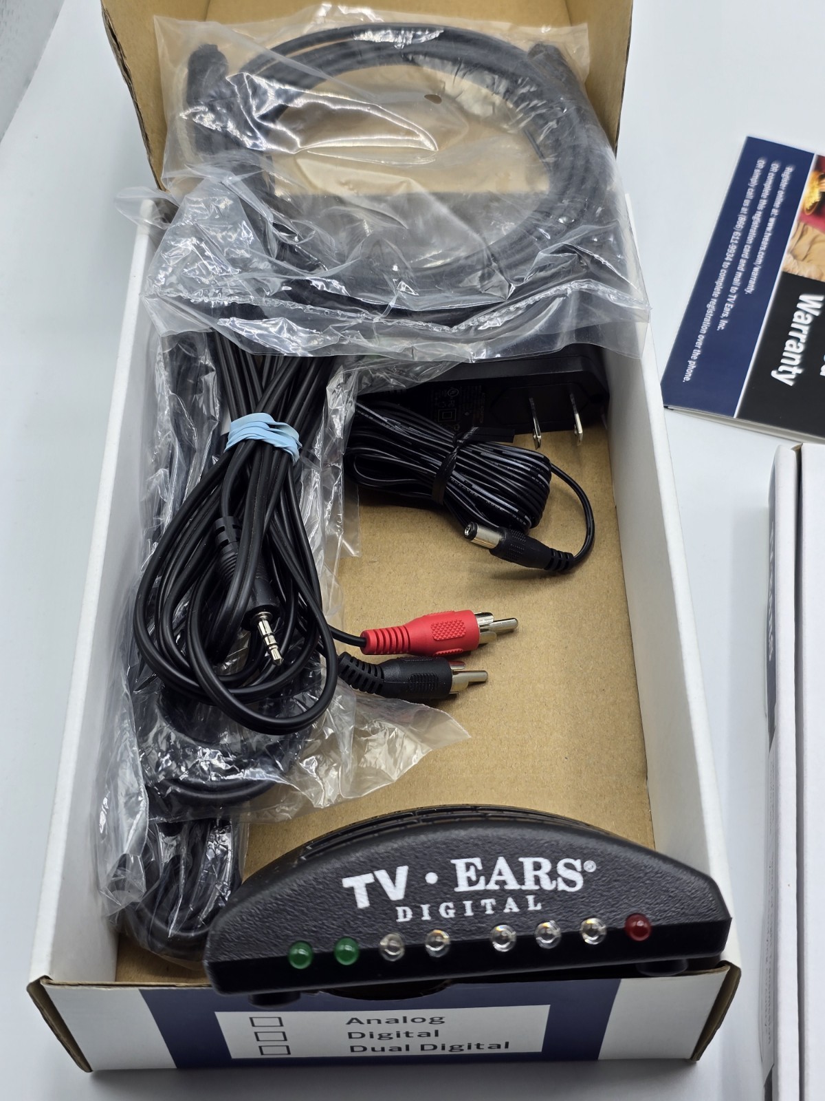 TV Ears Digital 5.0 Wireless Hearing System w/ 2 Headsets, Cables, Ear Tips Etc