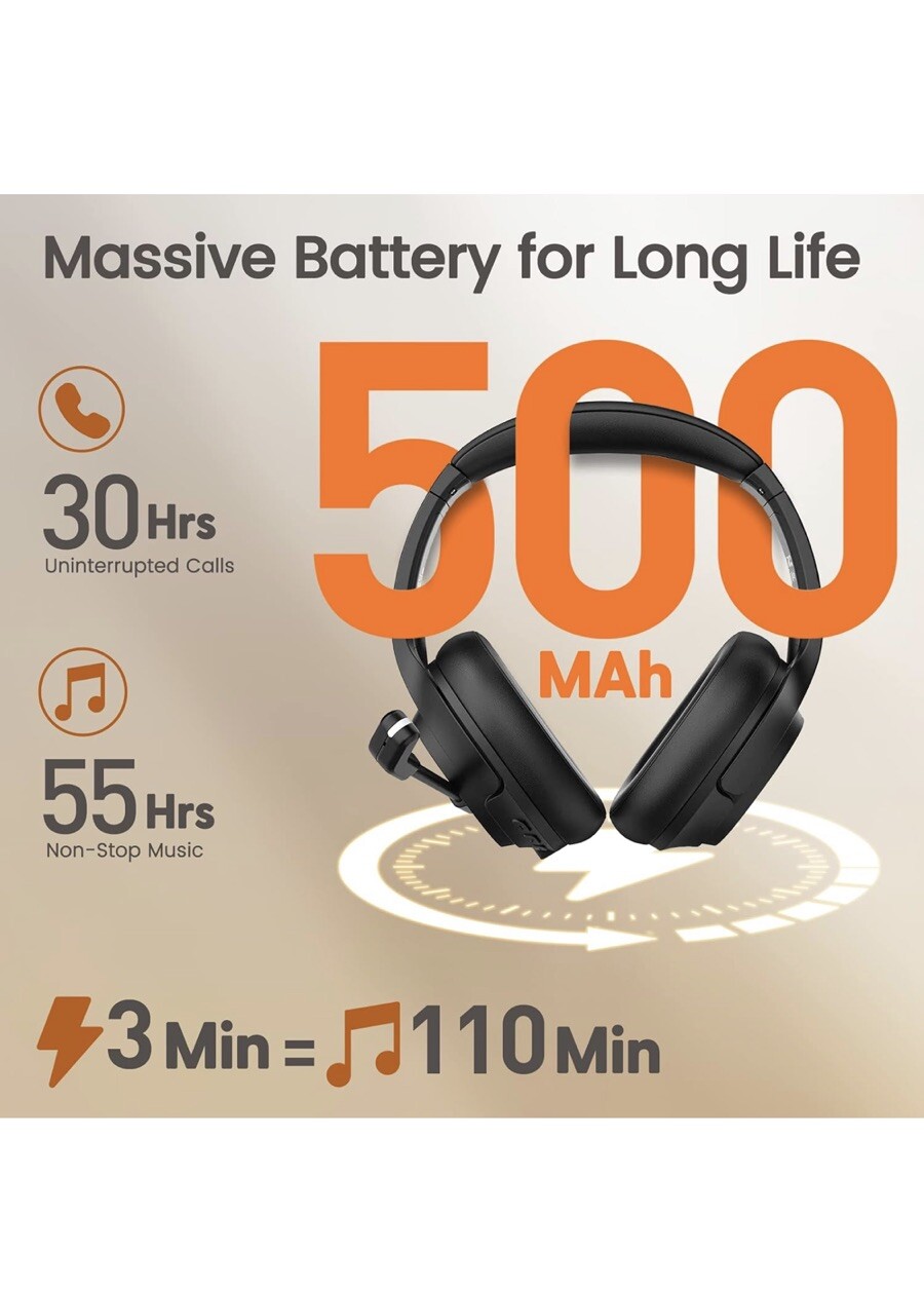 NEW EKSA Telecom AI-POWERED ENC WIRELESS HEADSET H6 – 30 Hours Talk & 33ft Range