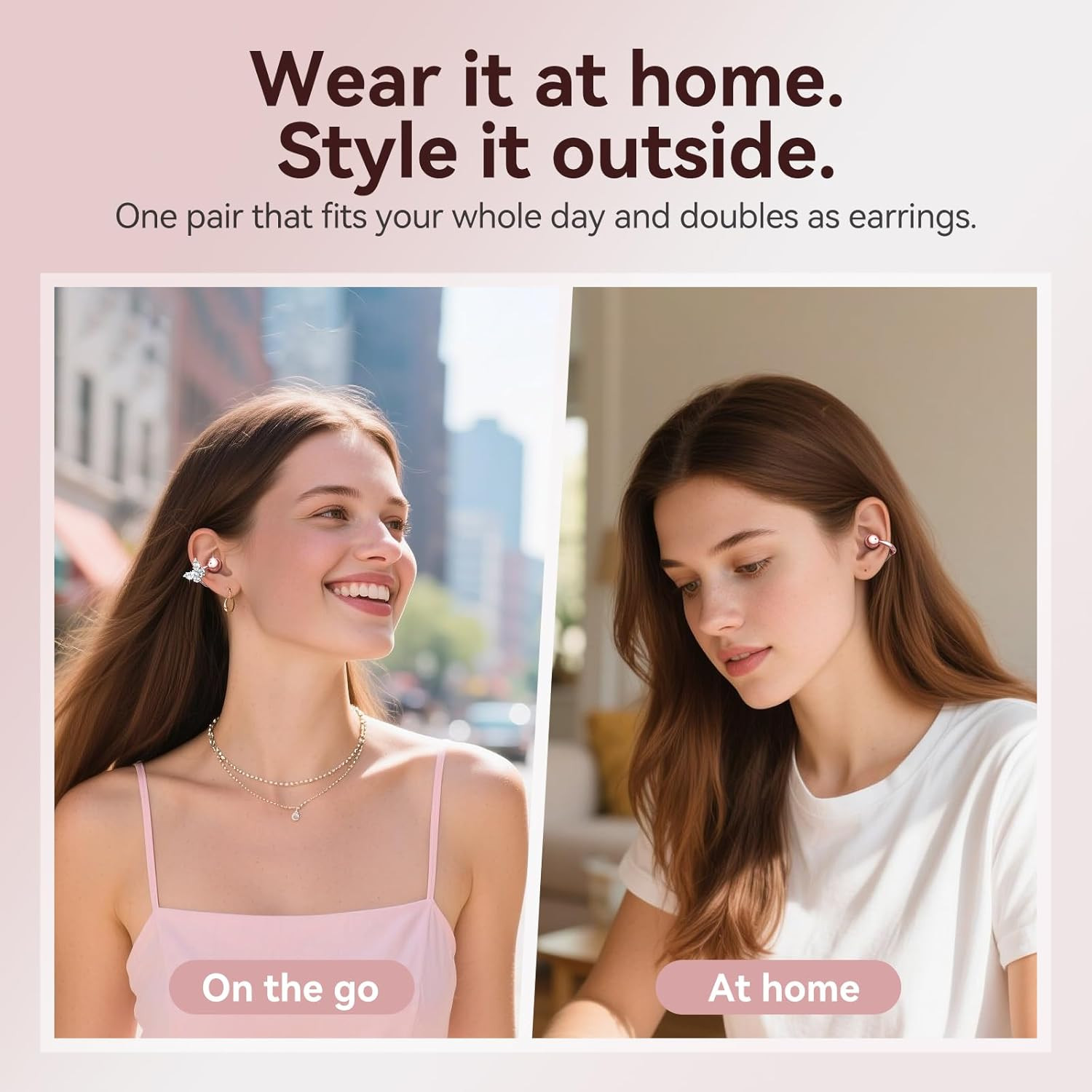 Gen2 Clip-On Open Ear Earbuds with Sparkle Butterfly Earrings, Earrings-On Stora