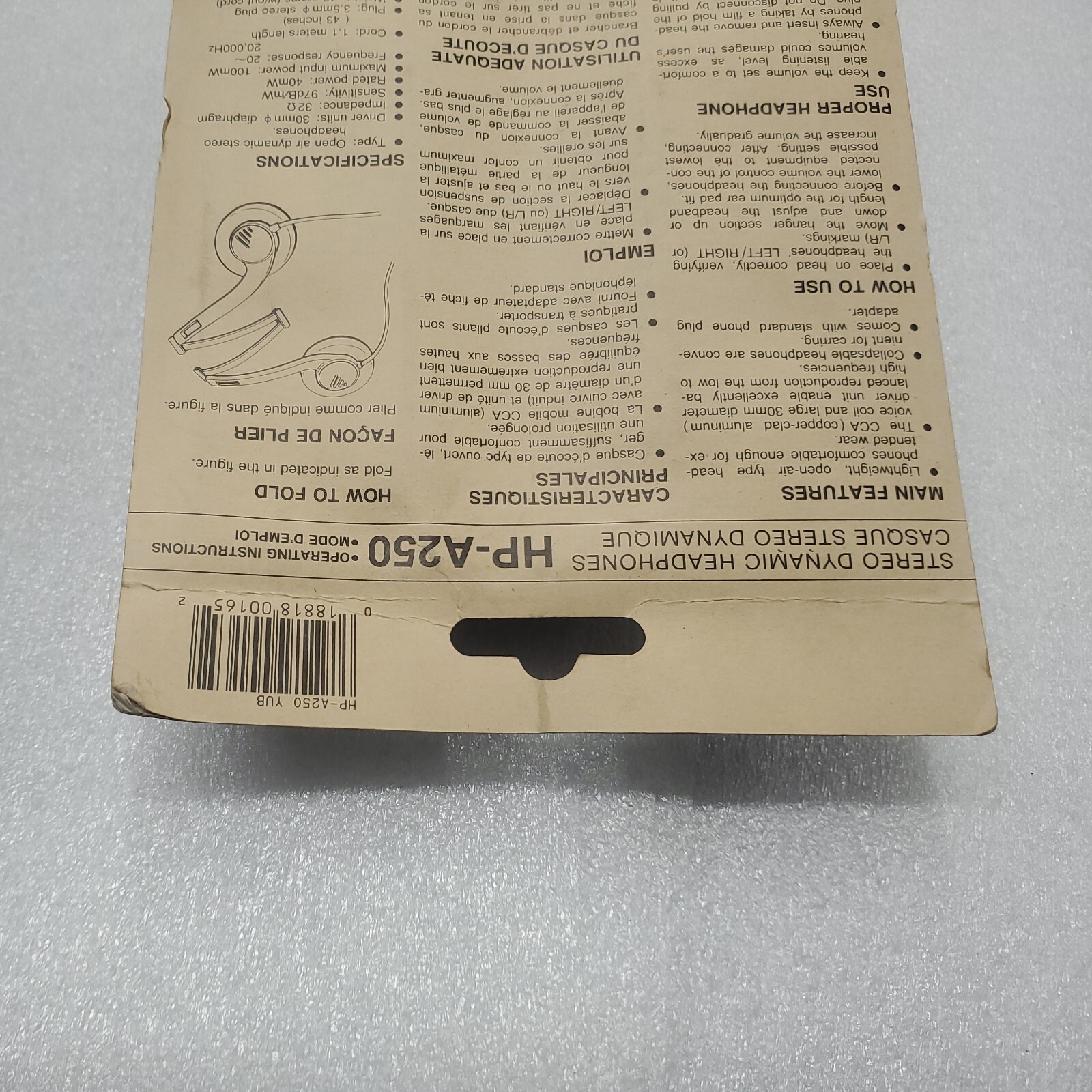 Vintage Aiwa HP-A250 Stereo Headphones. Power Bass w/ Folding Headband. Sealed.
