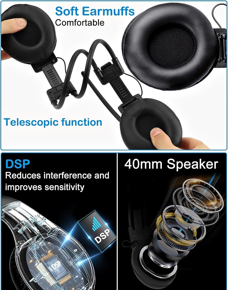FM RADIO HEADPHONES DIGITAL DISPLAY FOLDABLE ADJUSTABLE EARMUFFS STEREO HEADSET