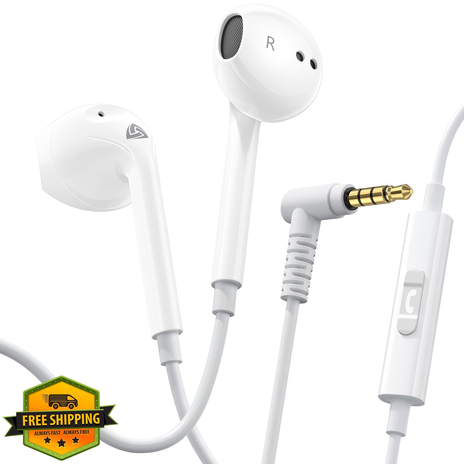 LUDOS Zenith Wired Earbuds Headphones w/Mic 3.5mm Jack for iPhone Samsung