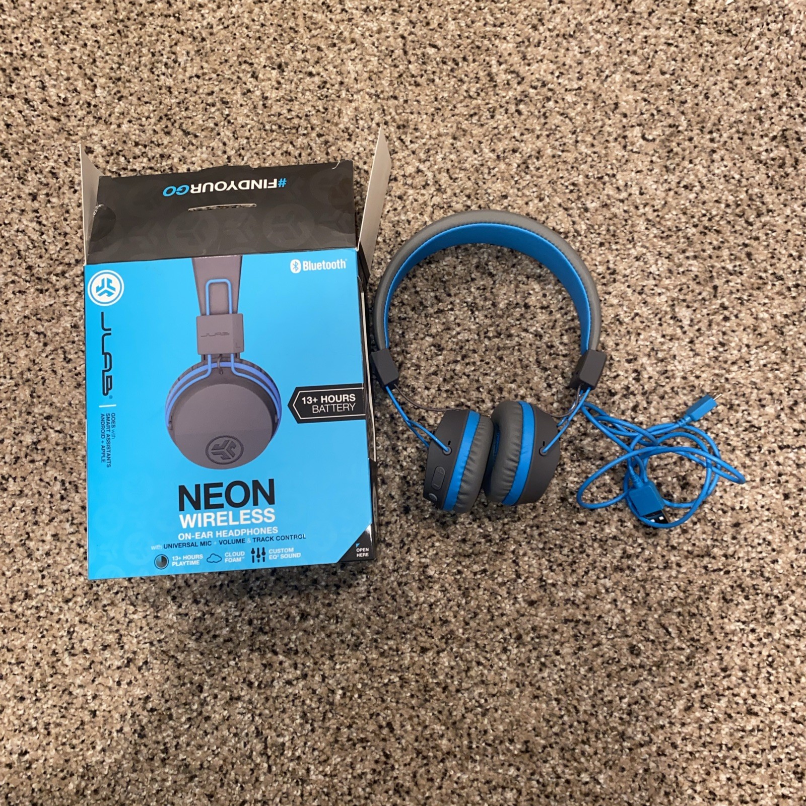 JLab Wireless Over-Ear Headphones Bluetooth Black Blue