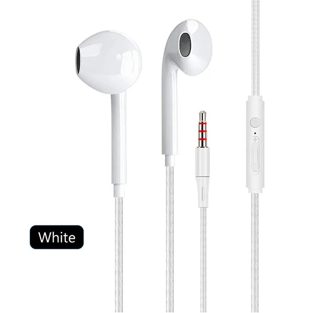 Type C Wired Earphones In-Ear Headset with Microphone 3.5mm Stereo Bass Headphon