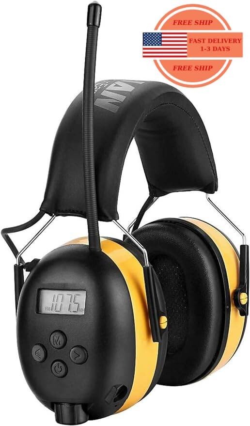Auriculares de radio AM/FM con pantalla digital, protección auditiva reducción.