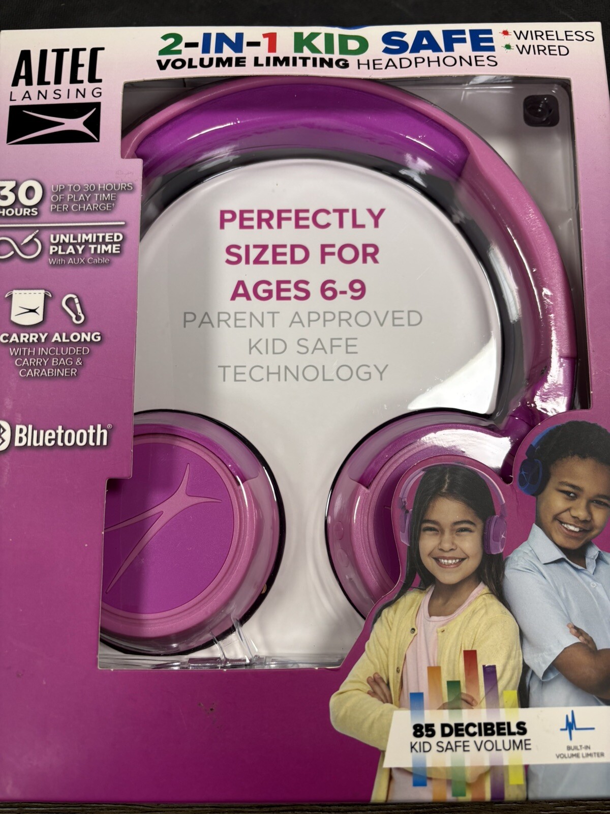 New 1 PK Pink Altec LKid Safe 2-in-1 Bluetooth Wireless Kids Headphone Fast Ship