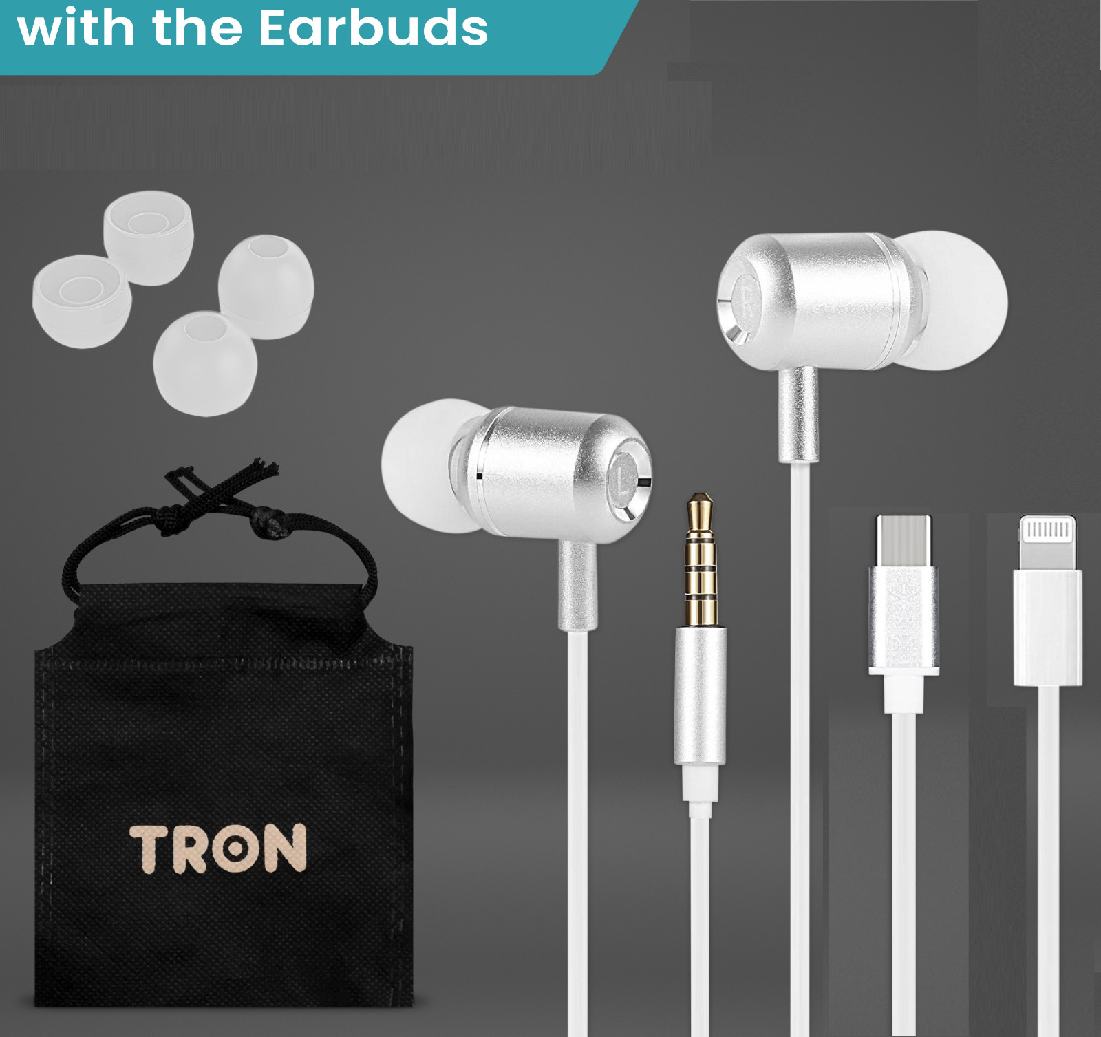 TRON Wired Earbuds with Mic & Volume Control, Noise-Isolating In-Ear Headphone