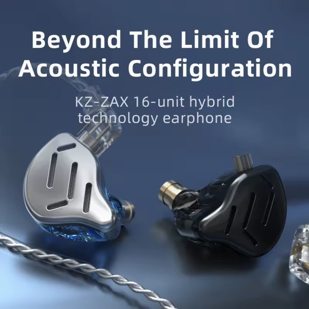 KZ ZAX Pro In Ear Earphones 1DD 7BA HIFI Bass Monitor Headset | Black With MIC