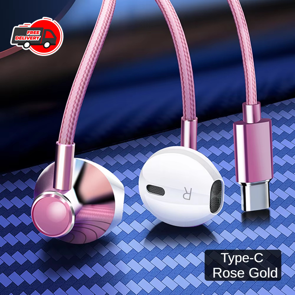 9D Bass Stereo Type-C 3.5mm Wired Earphones With Mic For iPhone 16 15 Samsung