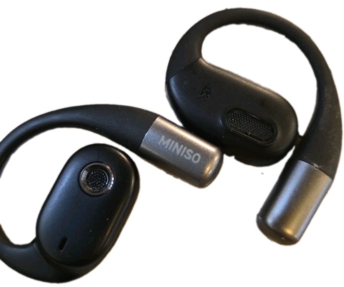 MINISO Open Ear Wireless Bluetooth Earbuds Ear Hook Black w/ Charging Case