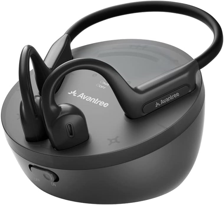 Avantree Medley Air – Wireless Earbuds for TV Listening with Clear Black