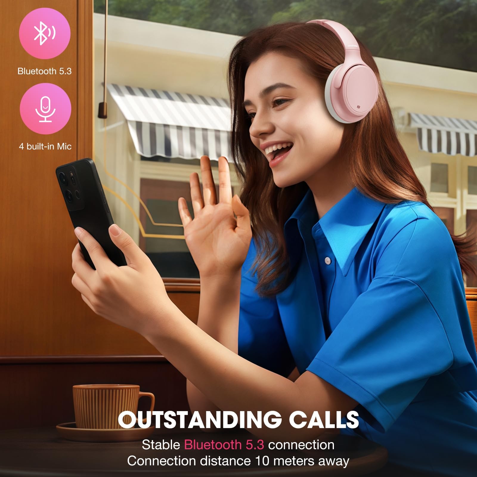 H1 Plus Doubly Fed Hybrid Active Noise Cancelling Headphones with EQ Mode，Wir…