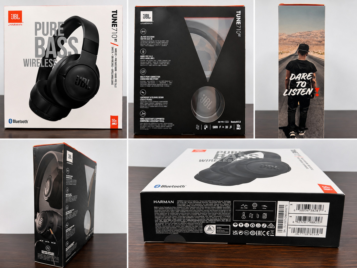 JBL Tune 710BT Wireless Over-Ear Bluetooth Headphones Black 50H Battery