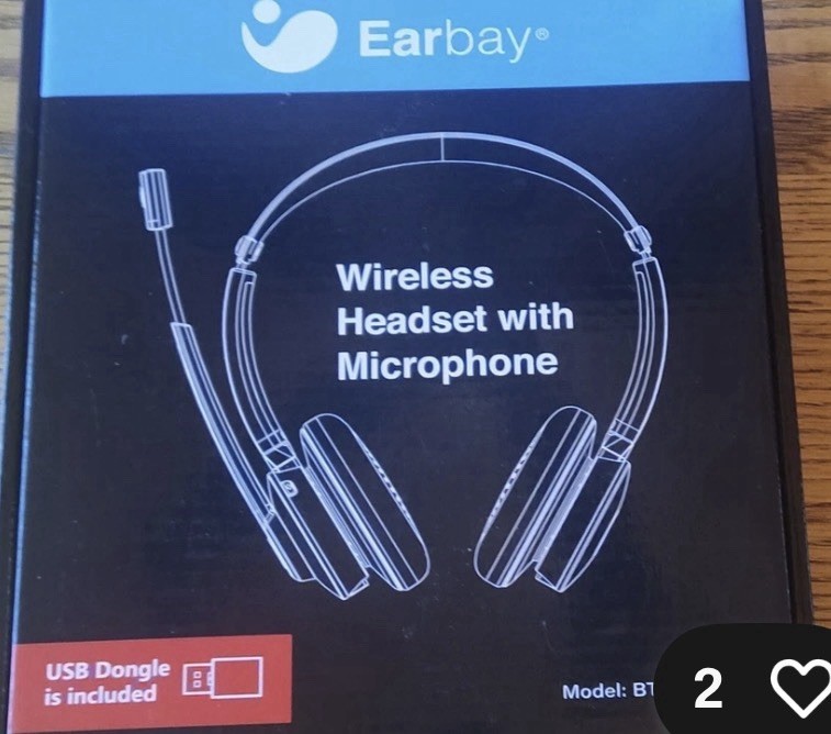 New Open Box Earbay BT782 Bluetooth Headset Microphone & USB Dongle Rose Gold