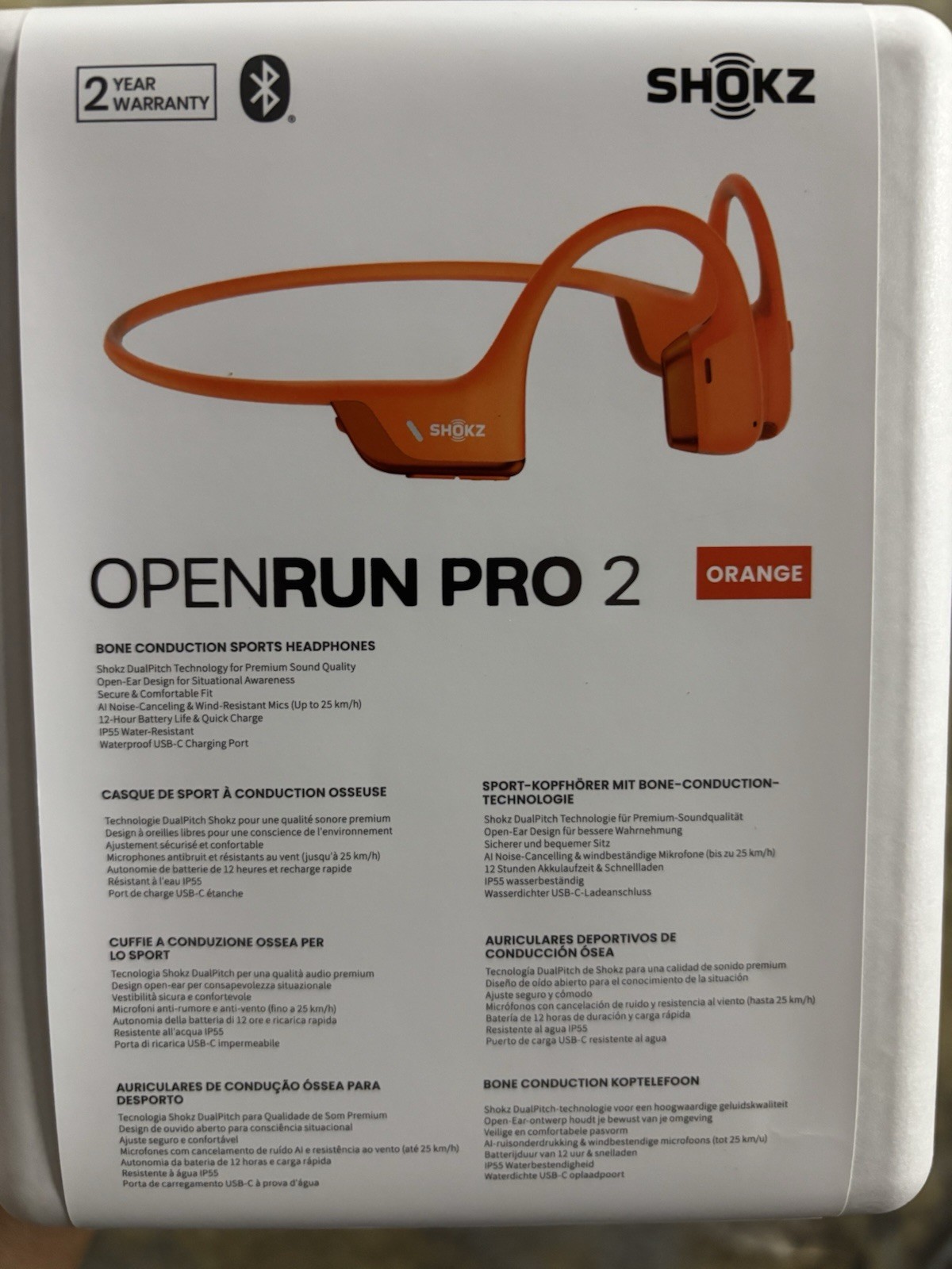 Shokz Open Run Pro 2 Bone Conduction Sports Headphones – orange Standard