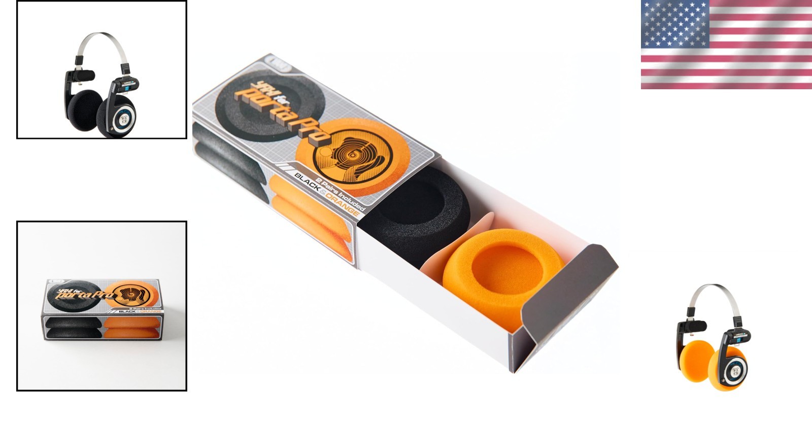 Comforting Foam Earpads for Koss Porta Pro – 2 Pairs (Stylish Orange + Black)