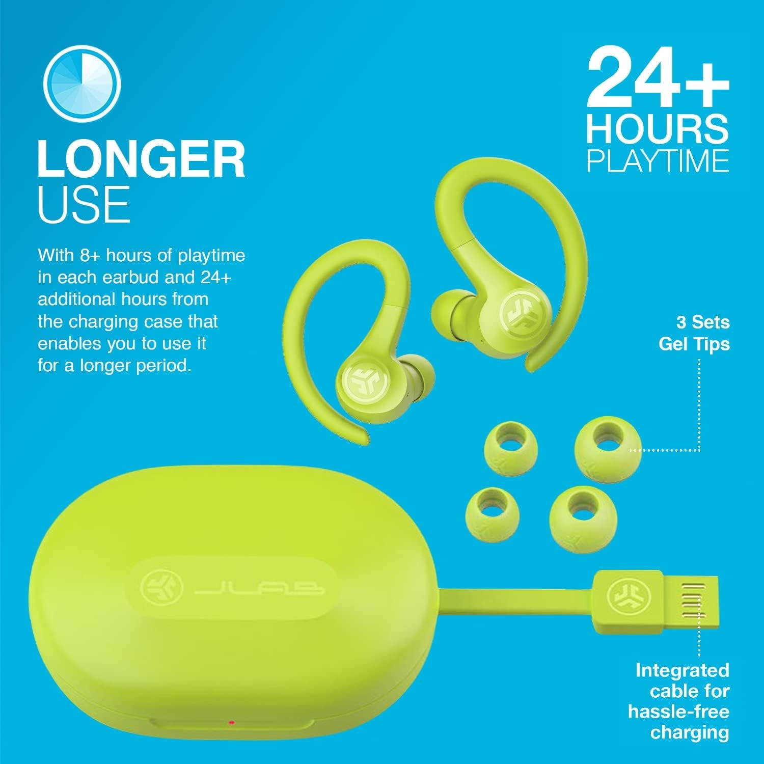 JLab Go Air Sport Bluetooth Earbuds, True Wireless with Charging Case, Teal