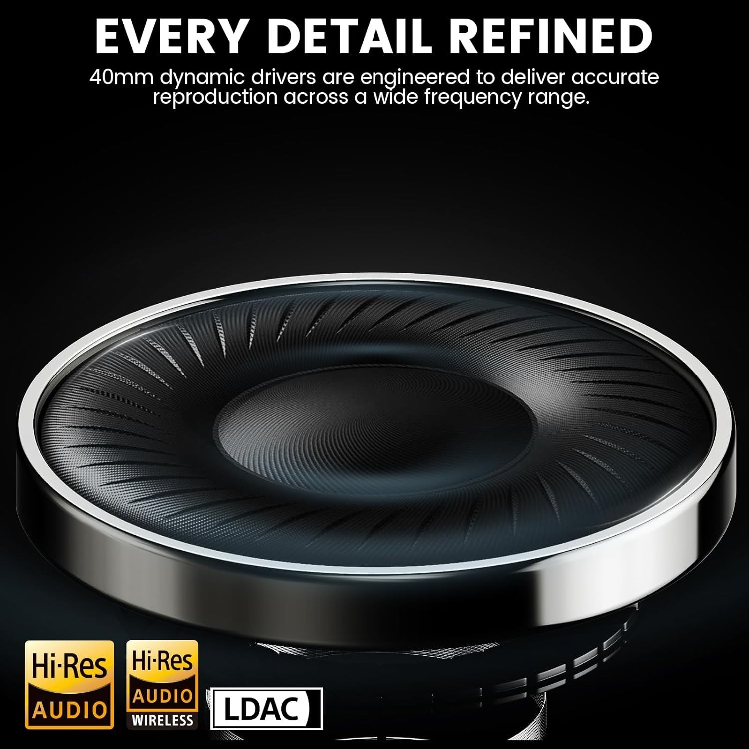 AI Y8+ Noise-Cancelling Bluetooth Headphones, Over-Ear Hi-Res Audio, 100H Use