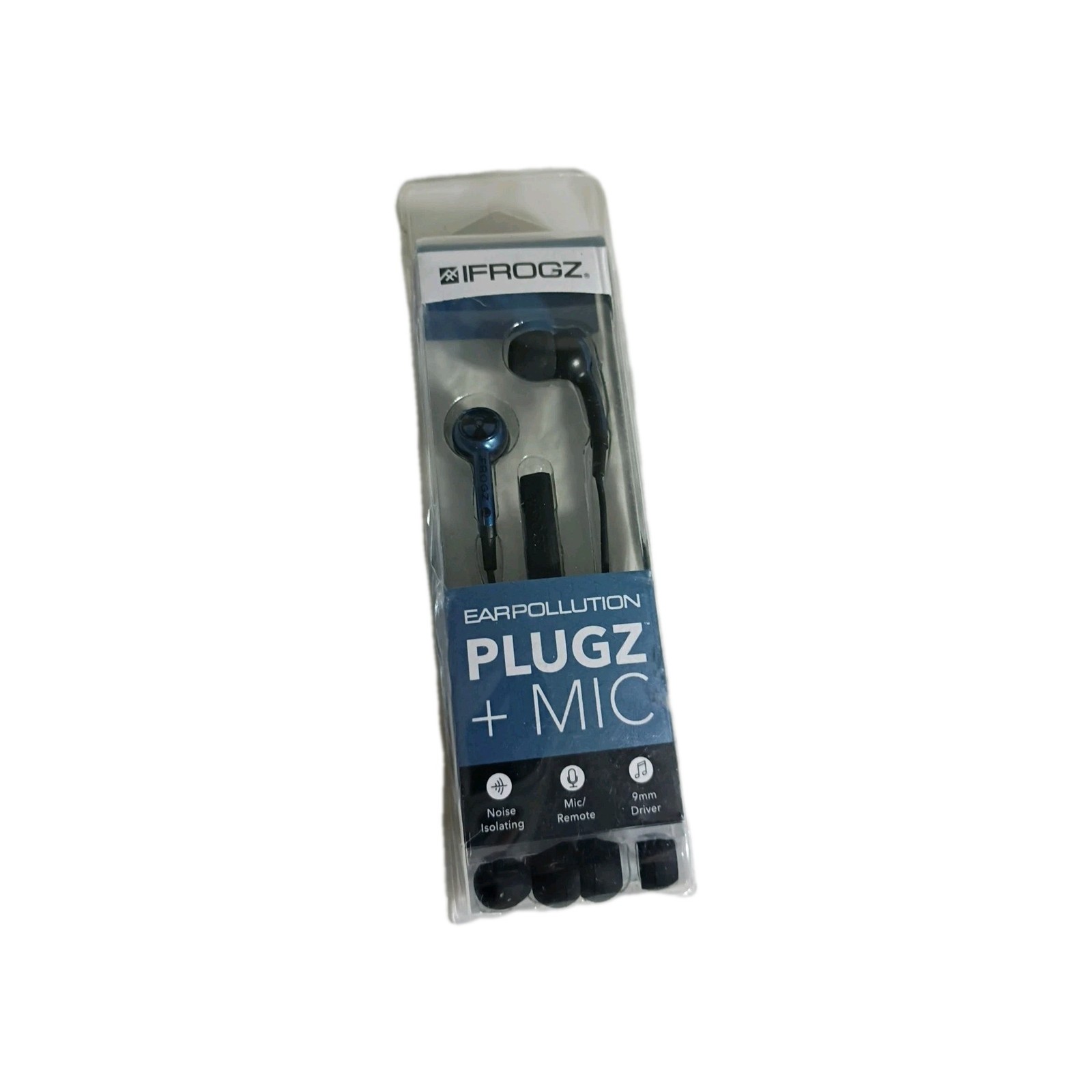 iFrogz EarPollution Plugz + Mic Wired Earbud Headphones Noise Isolating Blue