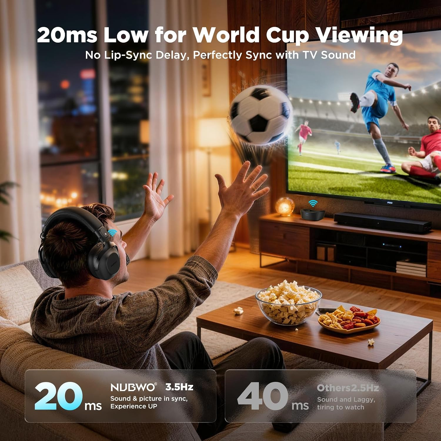 Wireless TV Headphones for Seniors Hearing Impaired, 2.4Ghz Bluetooth Headphones