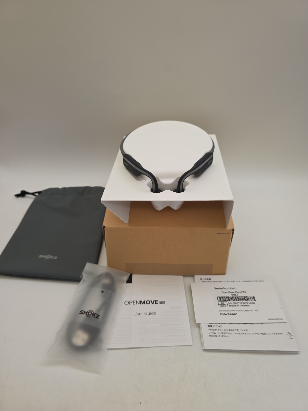 Shokz Open Move Bone Conduction Open Ear Sport Headphones Gray Open Box