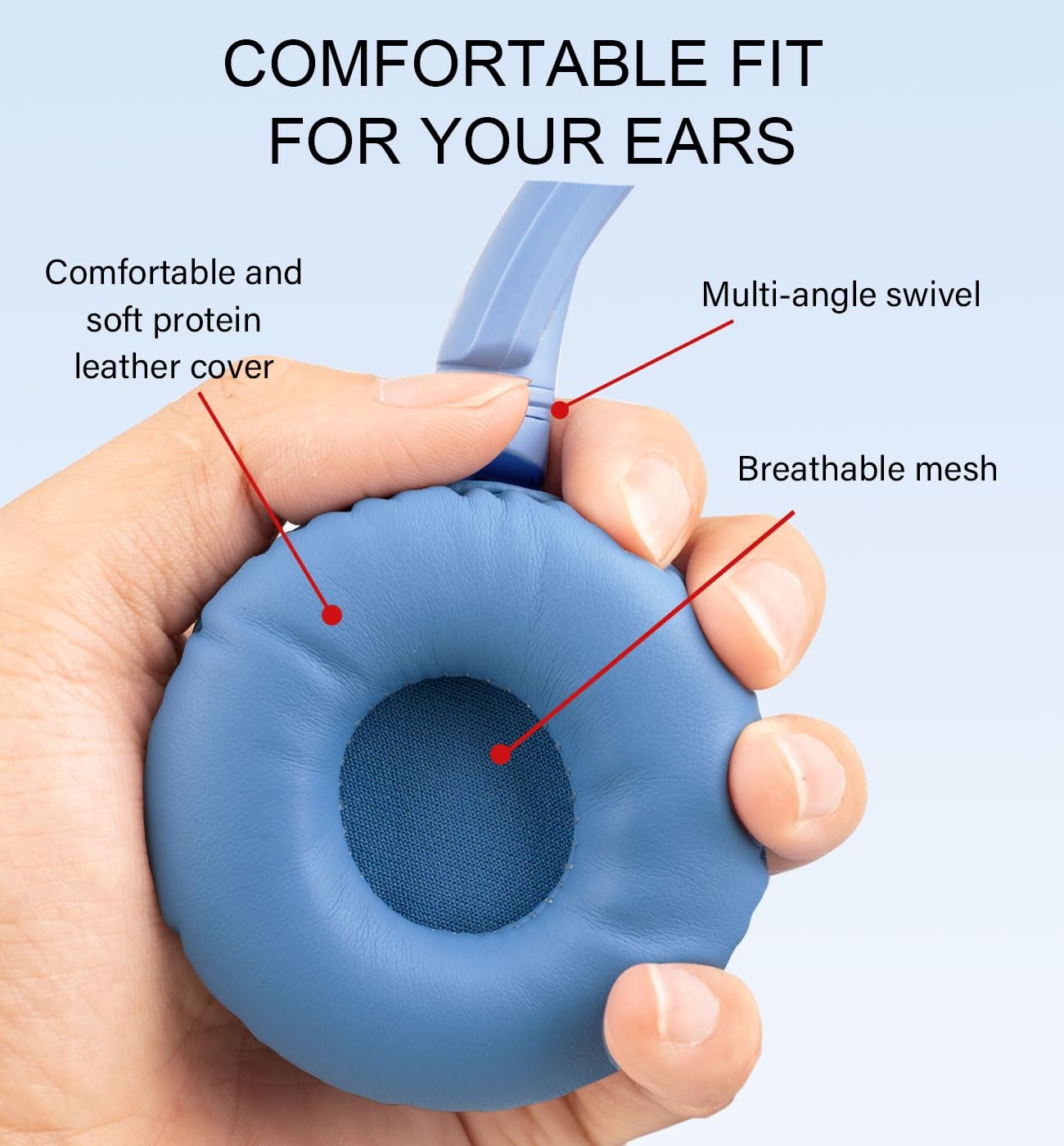 Wireless On Ear Headphones Q10 HiFi Stereo Mic FM SD/TF 12 Hours Playtime Blue