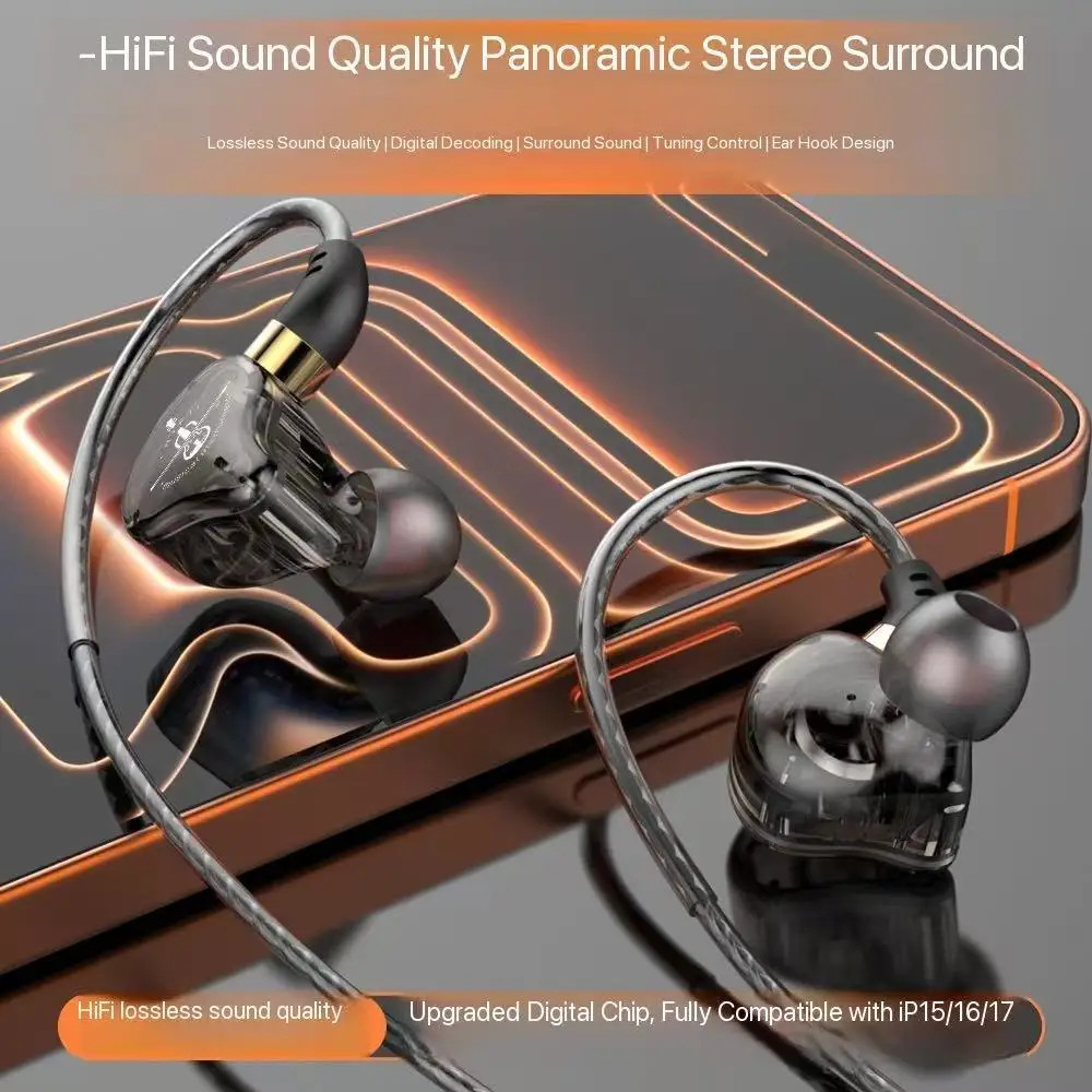 Original AK6 3.5mm Jack Wired Headphones Type C Plug Hifi Bass Stereo Earphone I