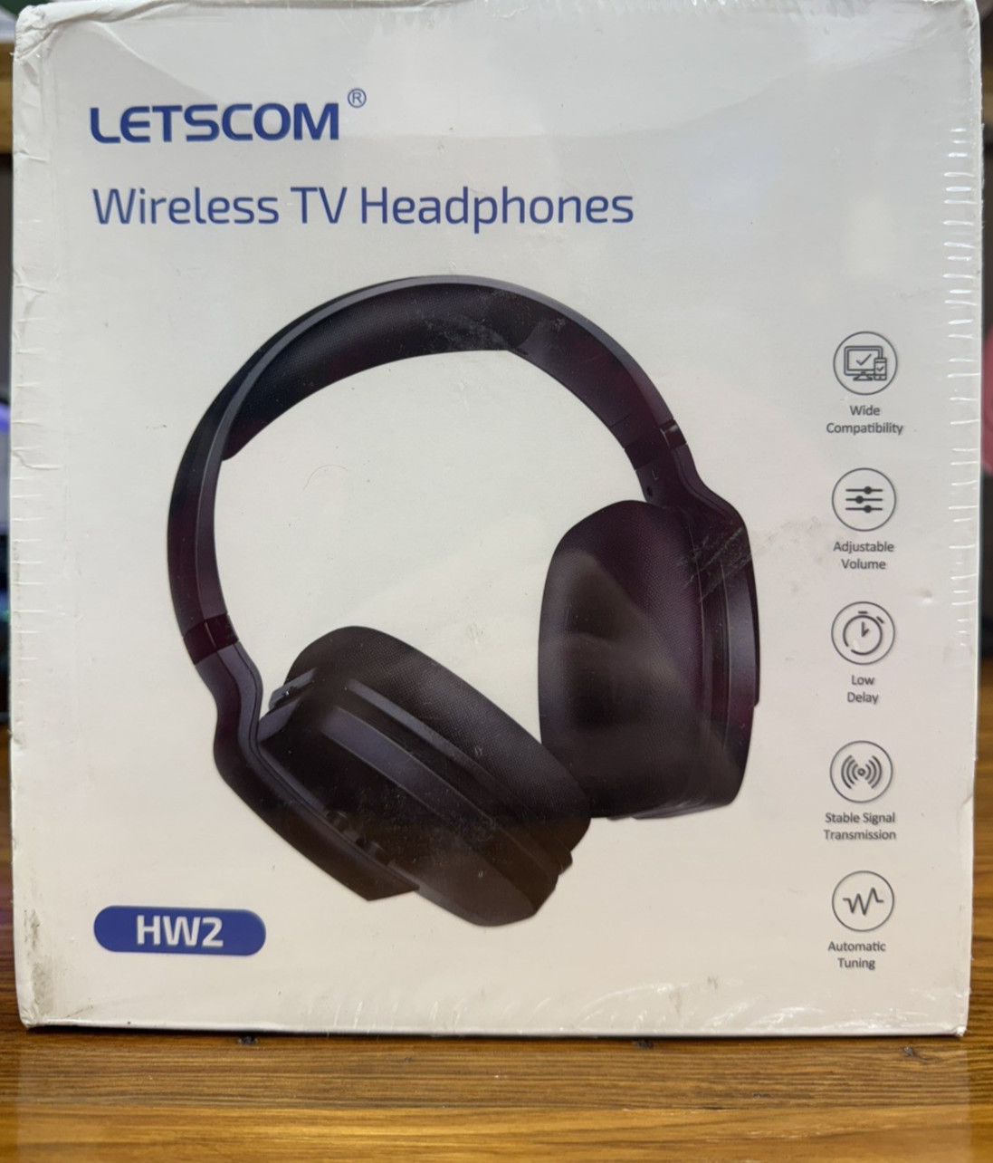 NEW in BOX Letscom HW2 Wireless Headphones for TV