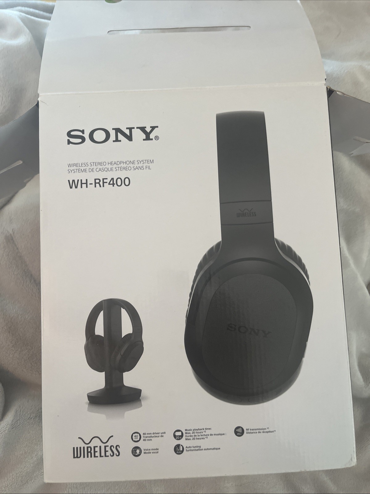 Sony WH-RF400 Wireless Stereo Headphone System Double Earpiece Over-Ear Design