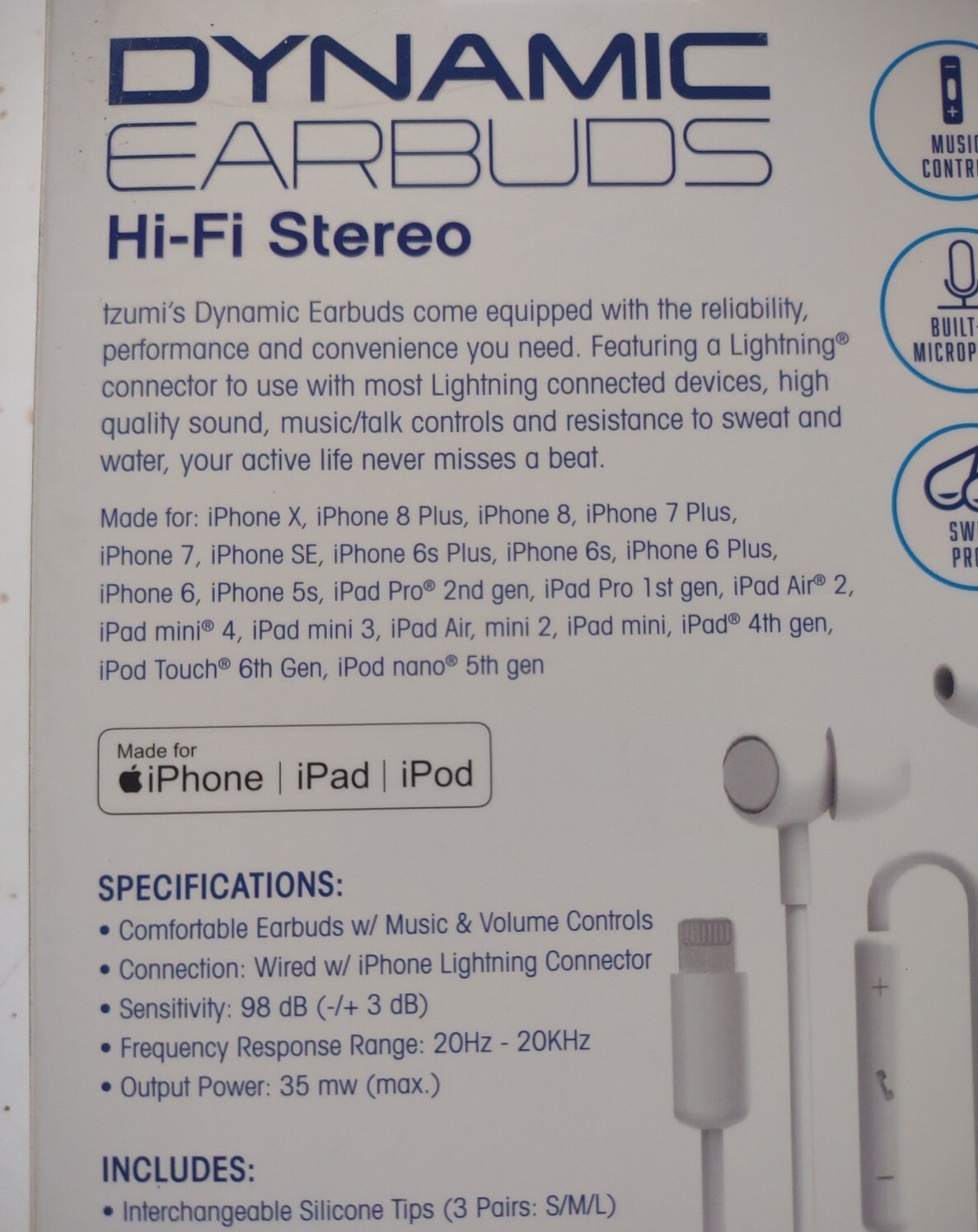Tzumi Dynamic Hi-Fi Stereo Earbuds for Apple iPod iPad iPhone White