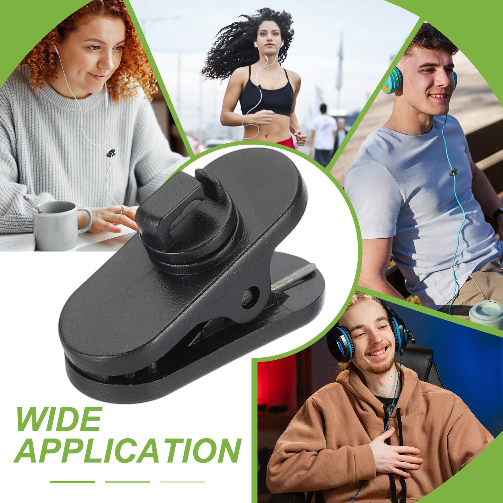 10 Pcs 360 Degree Rotate Headphone Wire Clip 0.94″x0.39″x0.59″ Black