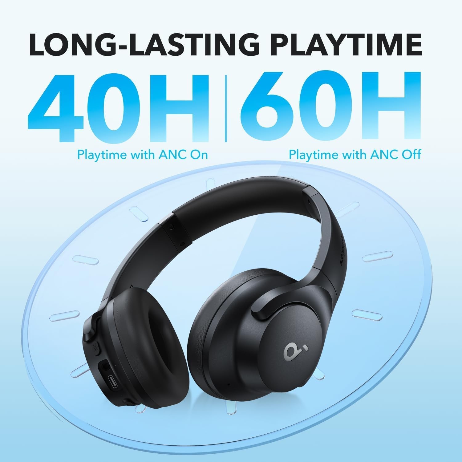 Soundcore by Anker Q20i Hybrid Active Noise Cancelling Standard, Black