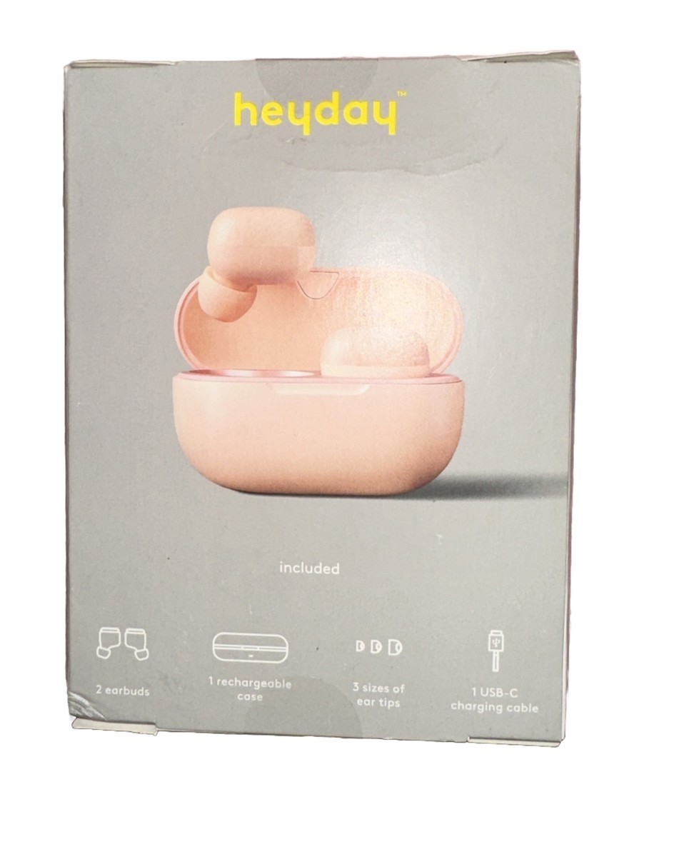 New HEYDAY True Wireless Earbuds, Bluetooth 5.2 – Peach Cream Hey Day Ear Buds