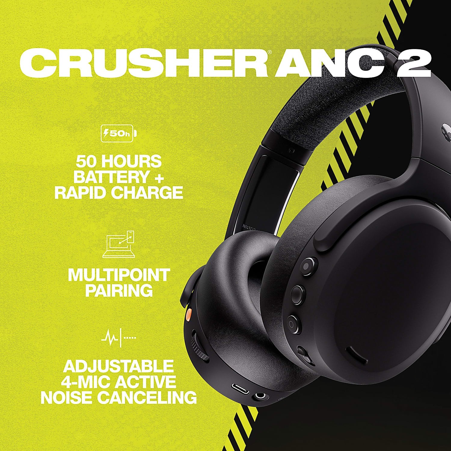 Skullcandy Crusher ANC XT 2 Over-Ear Headphones – Black