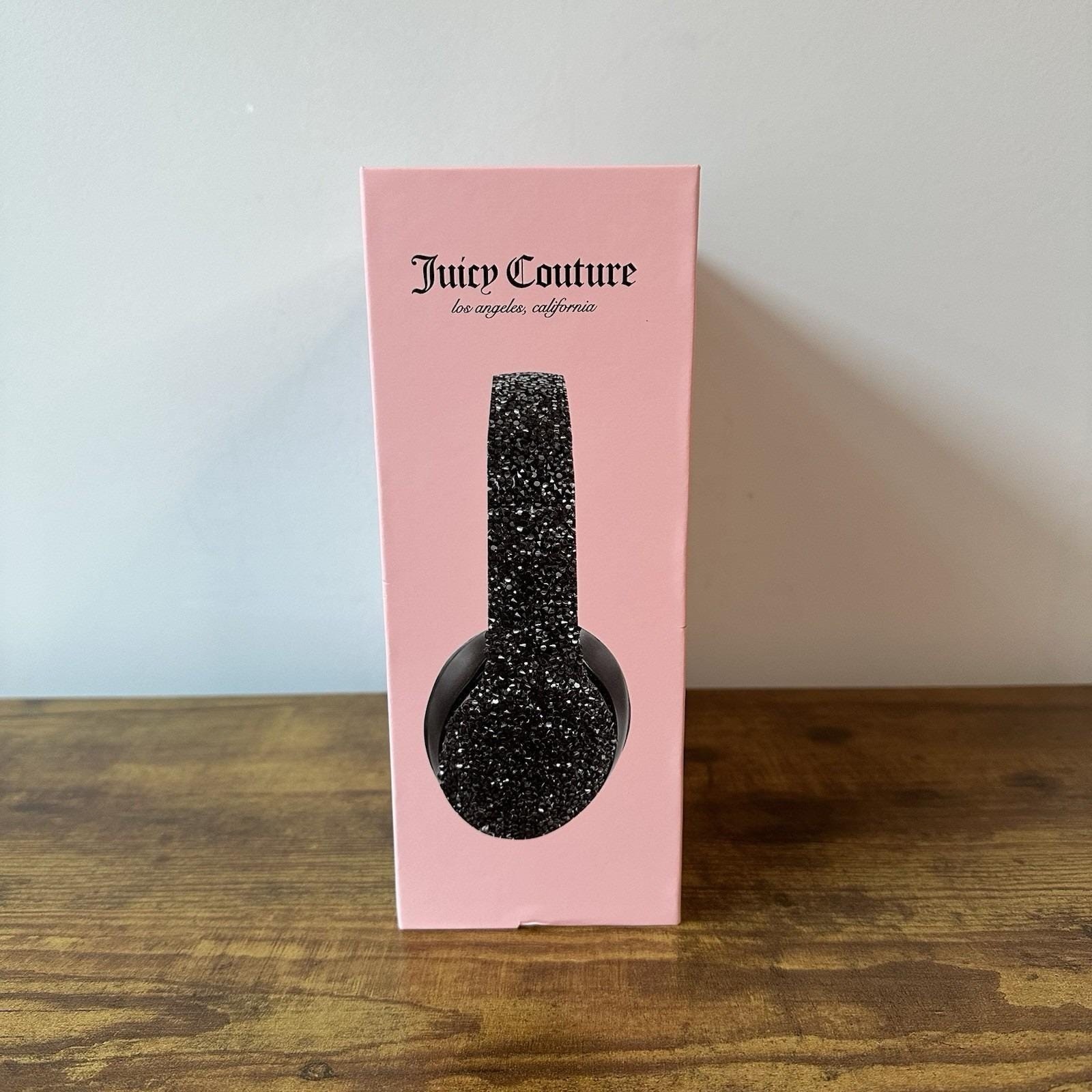 New Juicy Couture Wireless Headphones Bedazzled Gems Black Bluetooth Electronics