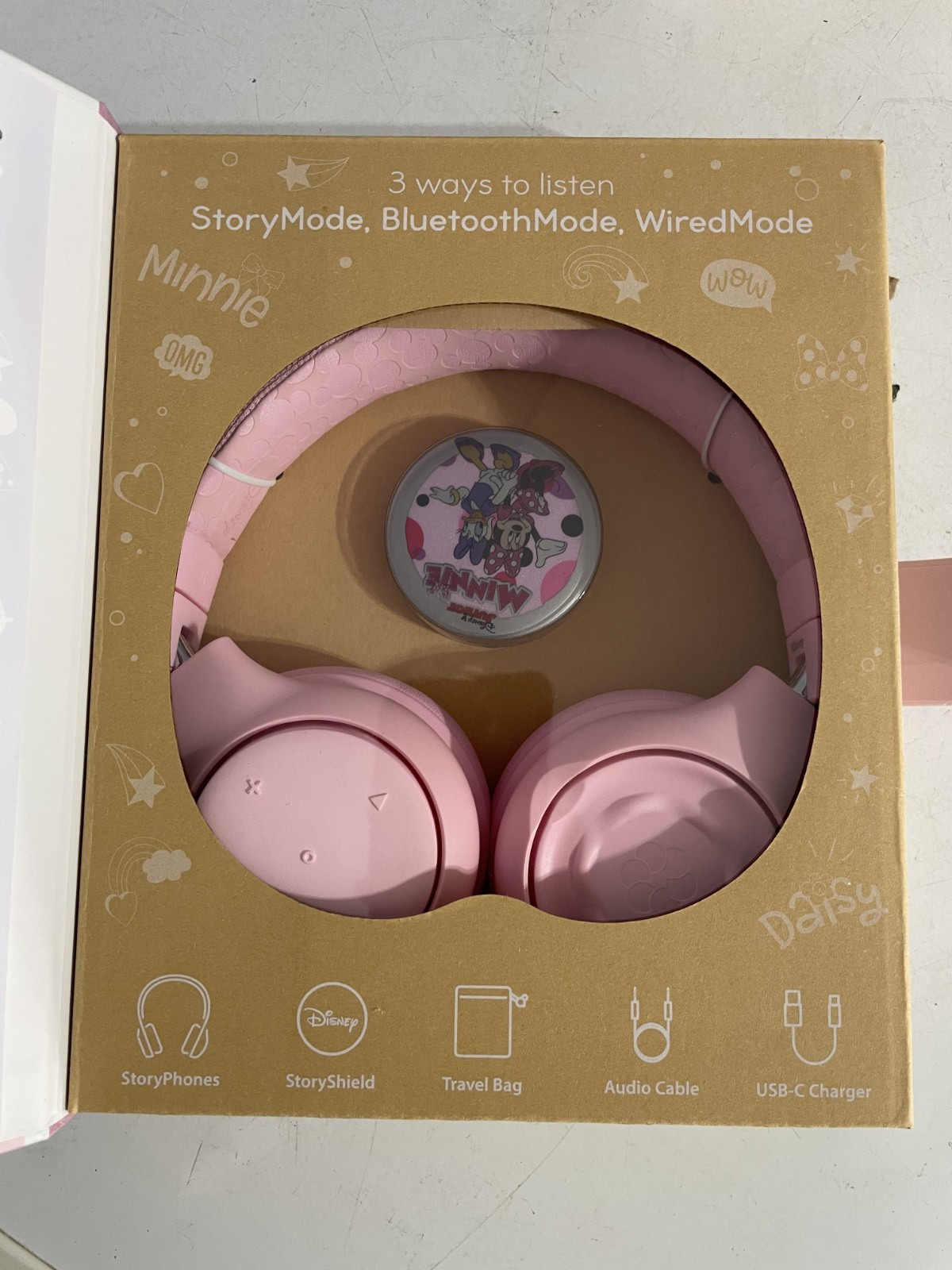 Disney Story Phones Storytelling Headphones for Kids w/ 1 Story Shield Pink