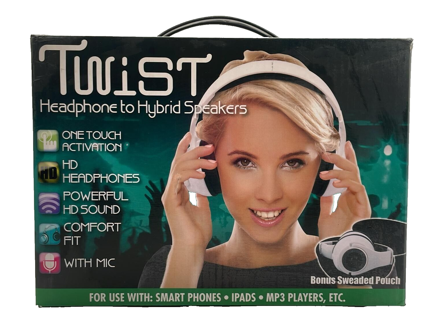 Twist Over Ear Headphone to Hybrid Speakers – White