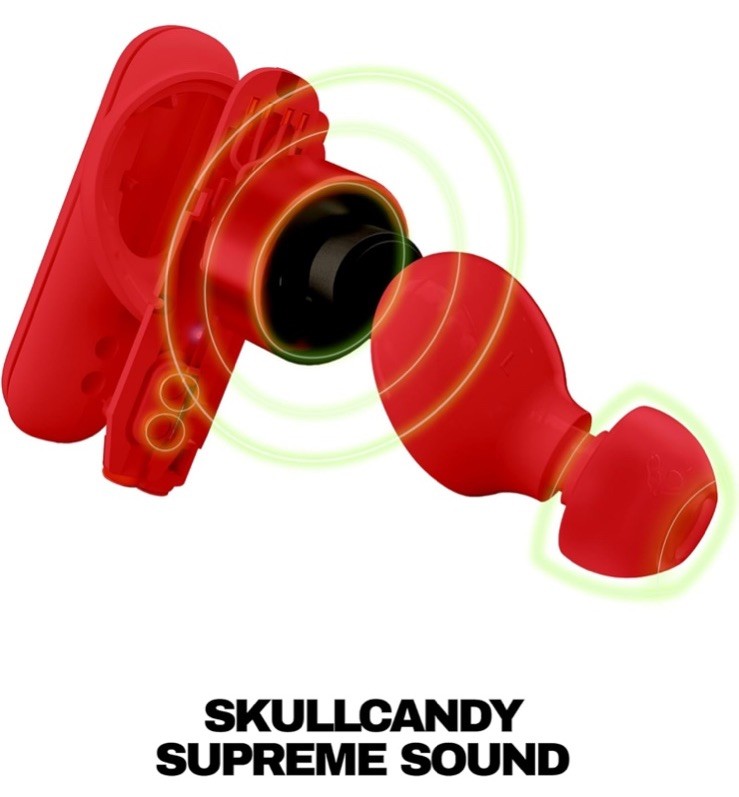 New Skullcandy Smokin’ Buds Wireless Earbuds Bluetooth Headphones Flame Red A9