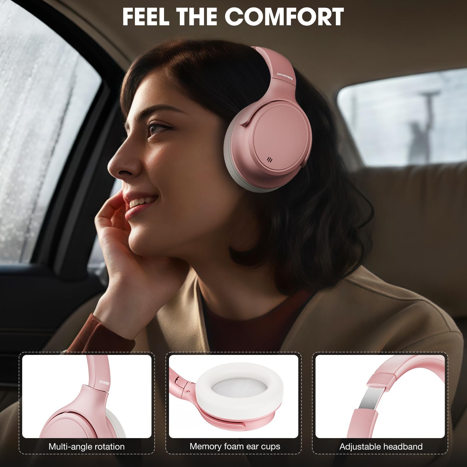 H1 Plus Doubly Fed Hybrid Active Noise Cancelling Headphones with EQ Mode，Wir…