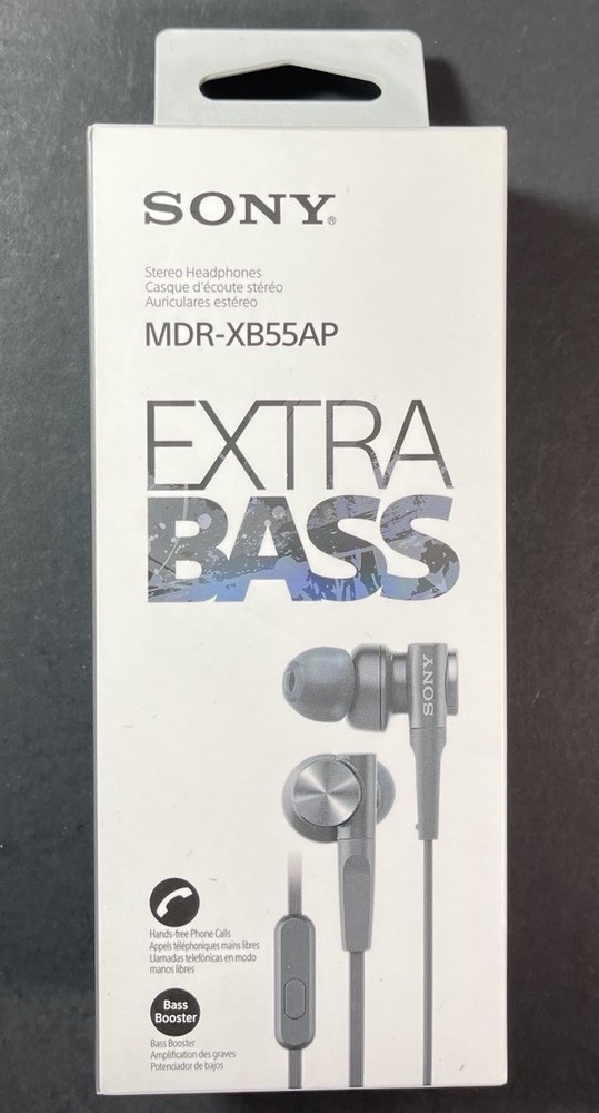 Official Sony Extra Bass Stereo Earphone MDR-XB55AP [ BLACK ] NEW