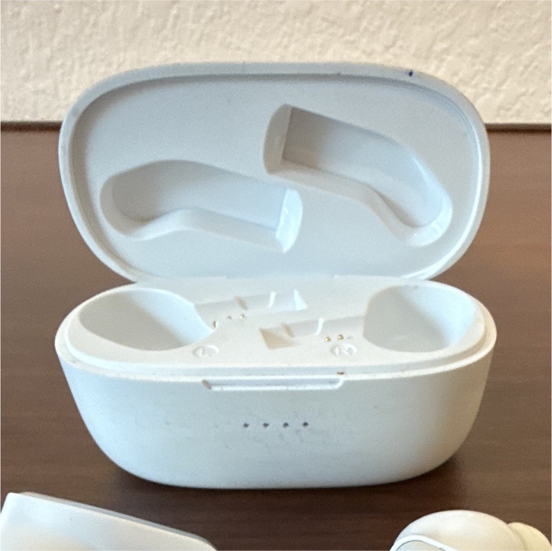 Brookstone EarBuds White/Silver Wireless Bluetooth In-Ear Earbuds w/ Case