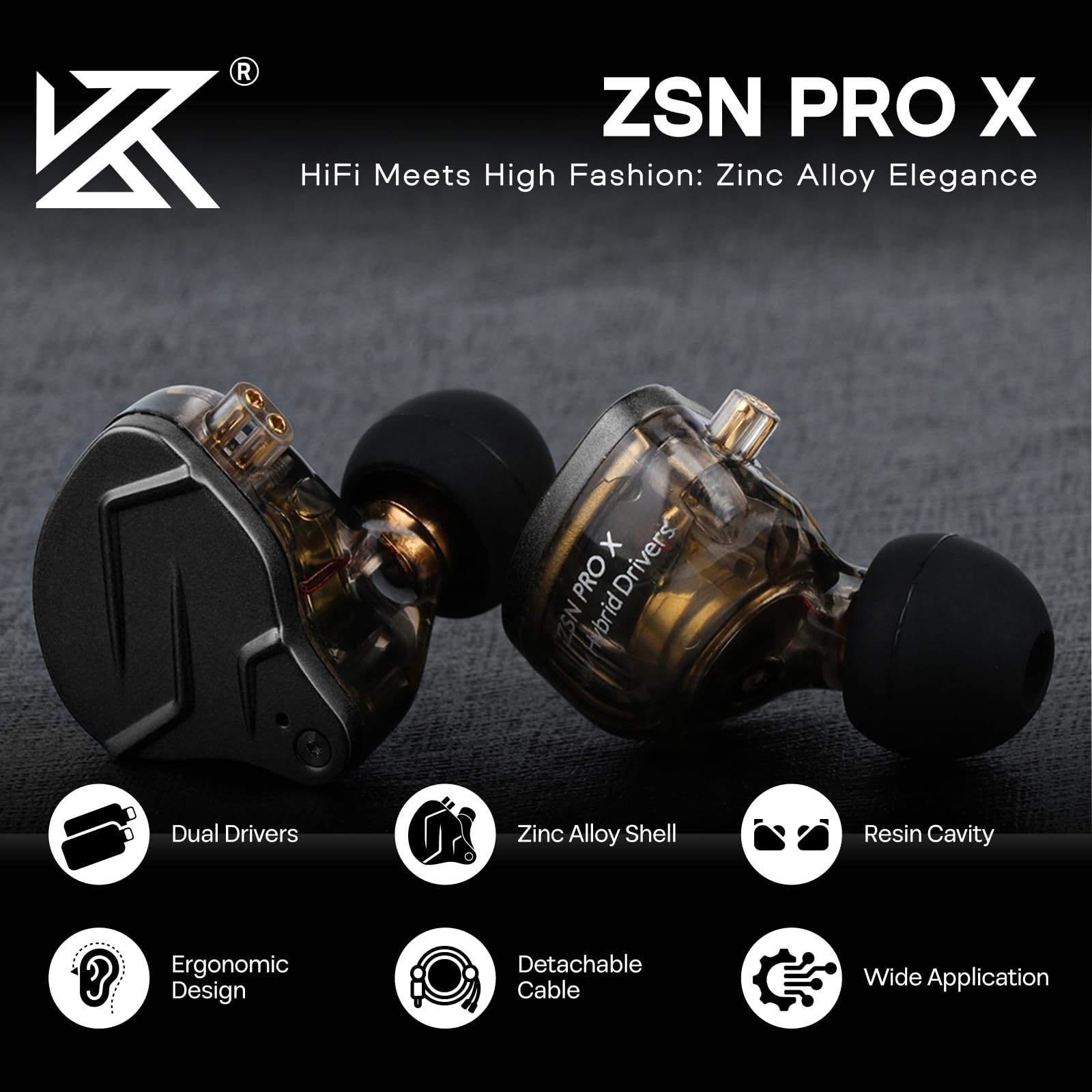 Linsoul KZ ZSN PRO X Dual Driver 1BA+1DD Hybrid Metal Earphones HiFi in-Ear M…