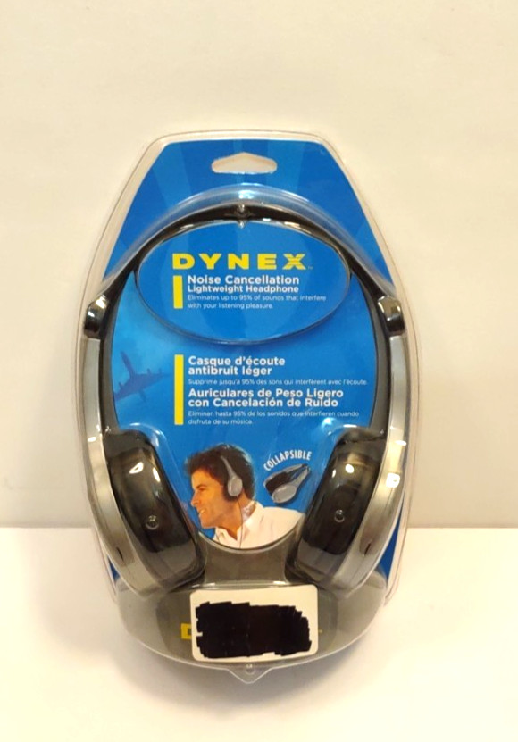DYNEX DX-NCIII Noise Cancellation Lightweight Headphones Standard 3.5mm Audio Ja