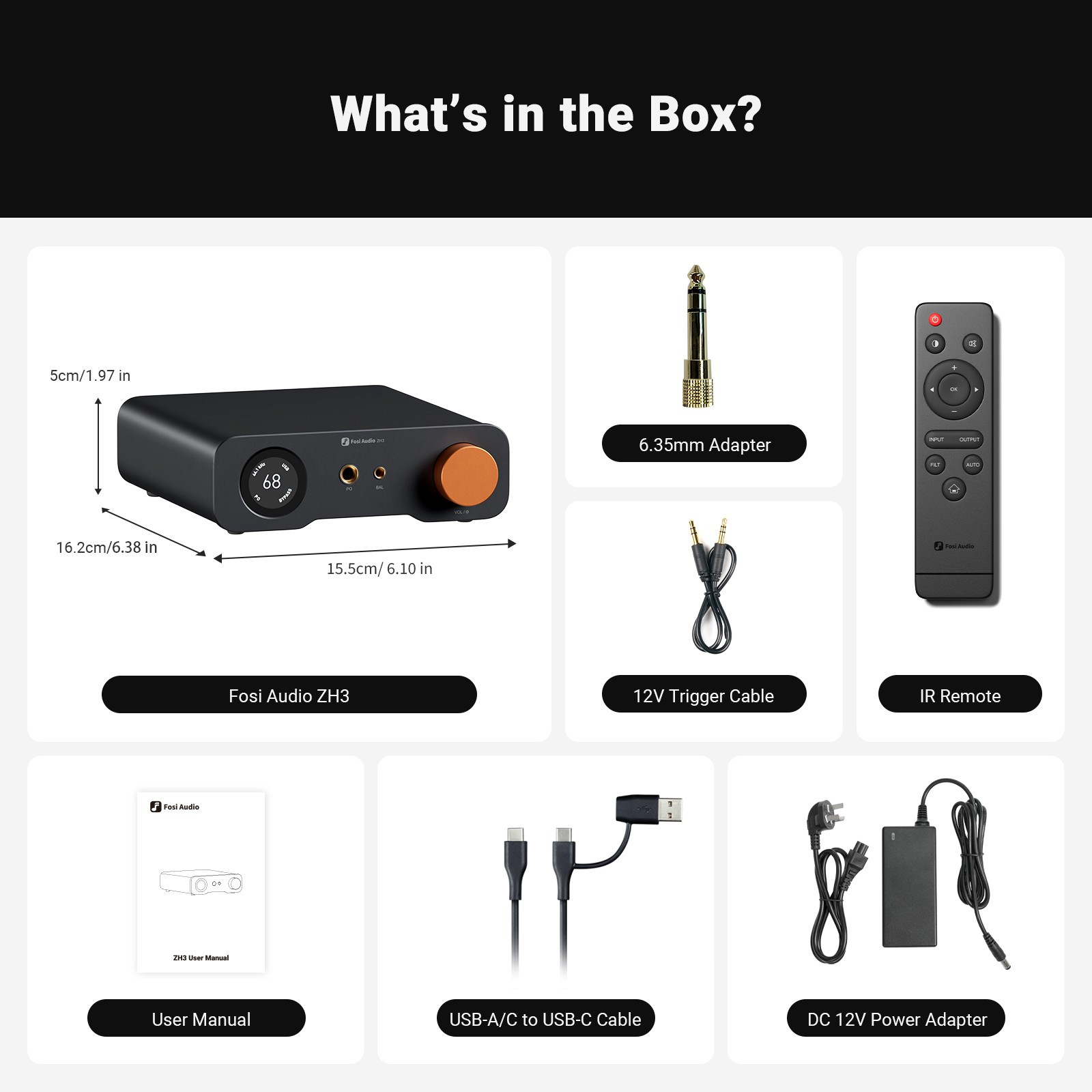 Fosi Audio ZH3 DAC Headphone Amp, plus Headphone i5, + 4.4mm cable standard free