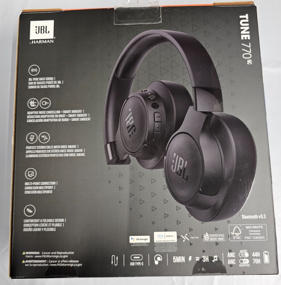 JBL Tune 770NC, Adaptive Noise Cancelling Wireless Over-Ear Headphones