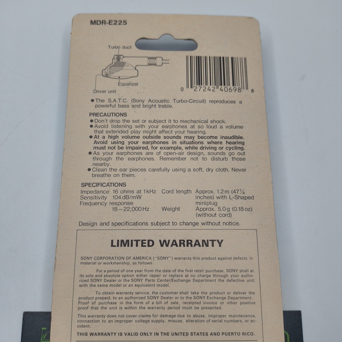 SONY MDR-E225 Sports Earbuds Water Resistant- Yellow- Factory Sealed – Old Stock