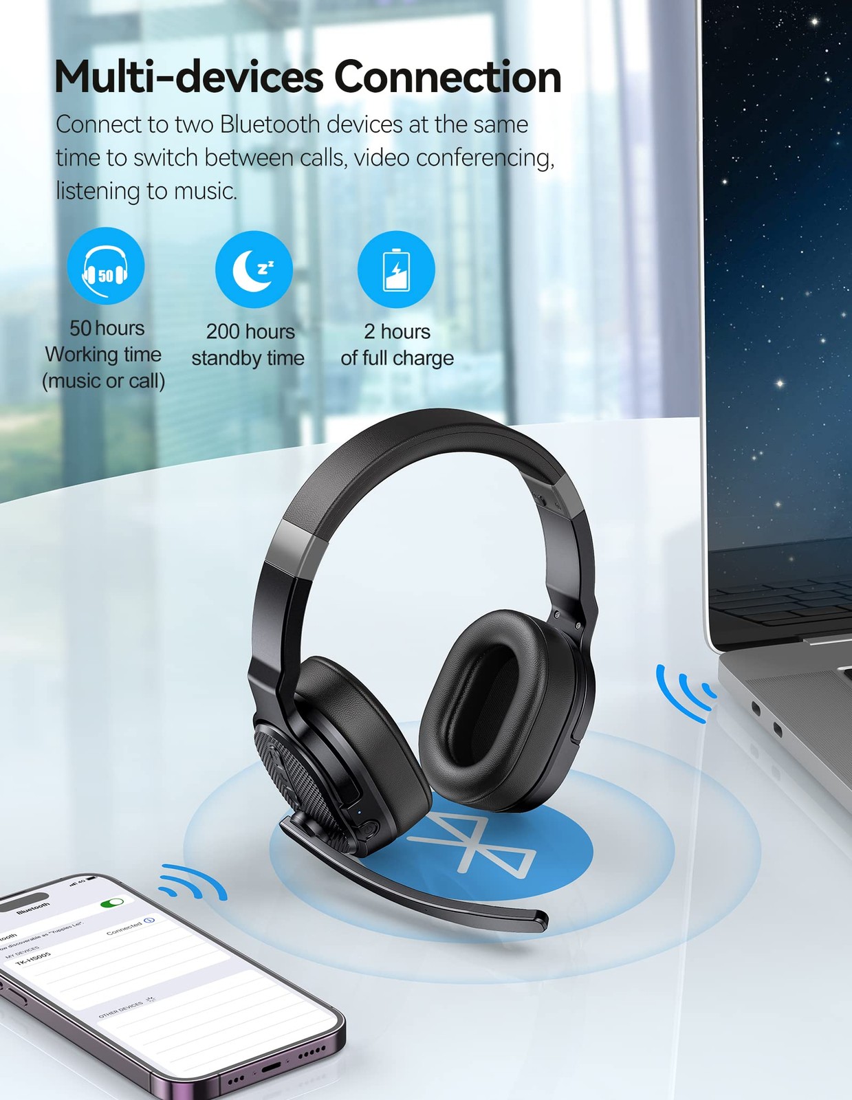 Bluetooth Trucker Headset, Single and Dual Ear Wireless Headset with Mic for …