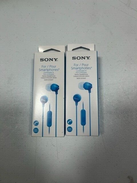 Sony MDREX14AP Headset Ear Bud Headphones MDR-EX14AP BLUE With Box 2pk
